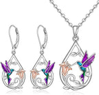 Beautiful Hummingbird Necklace for Women with Bonus Earrings