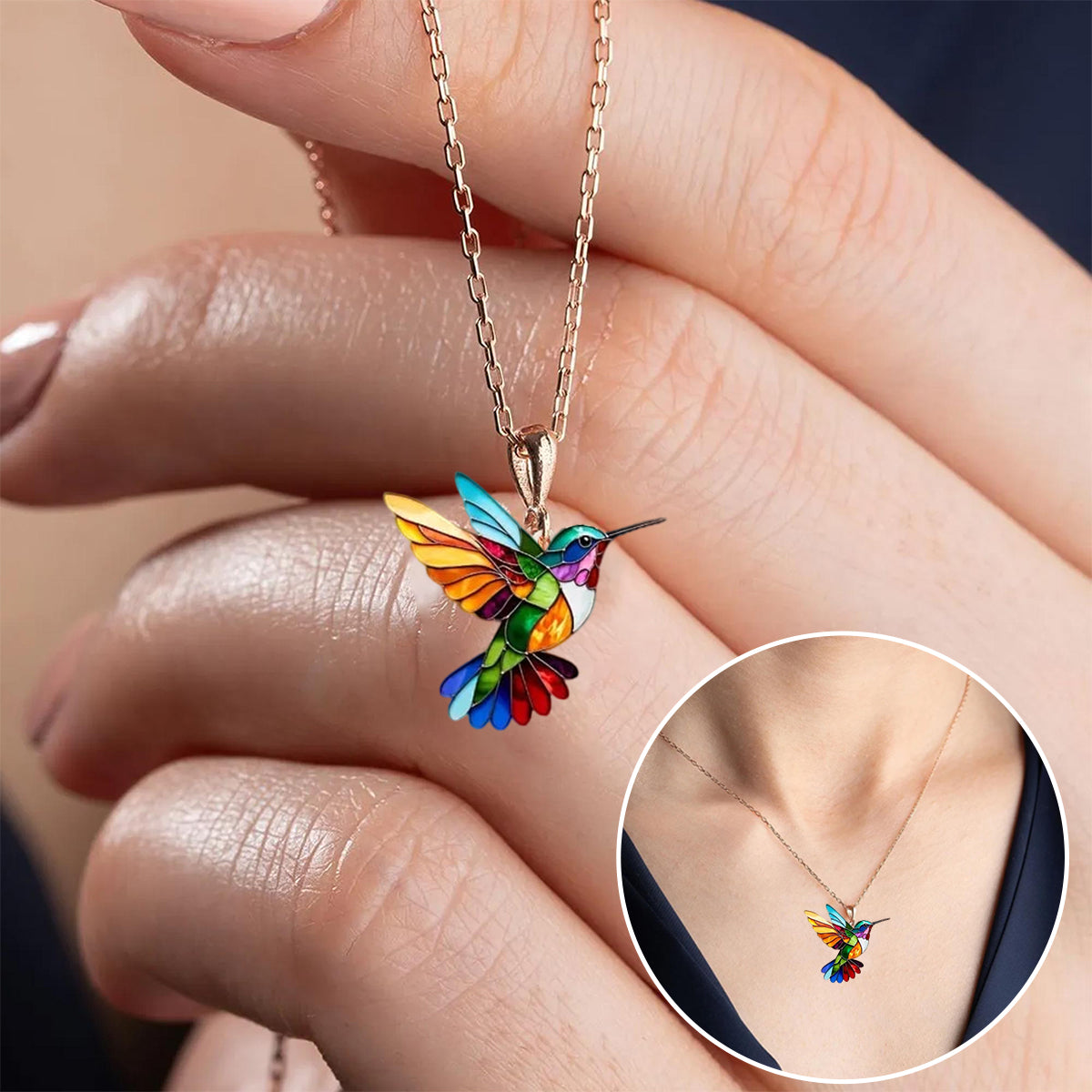 Liora | Vibrant Hummingbird Pendant Necklace
