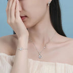 Cat earrings with moon and star in 925 sterling silver with cubic zirconia