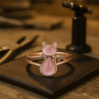 Rose gold cat ring