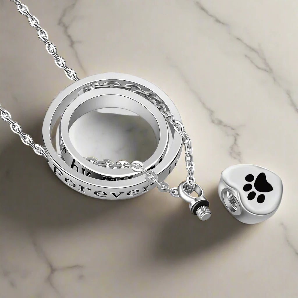 Sierra | "No Longer By My Side, Forever In My Heart" – Stainless Steel Urn Paw Necklace