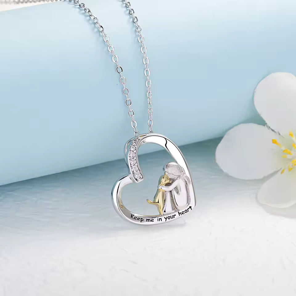 Dog Embrace Heart Necklace