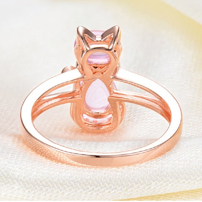 Rose gold cat ring