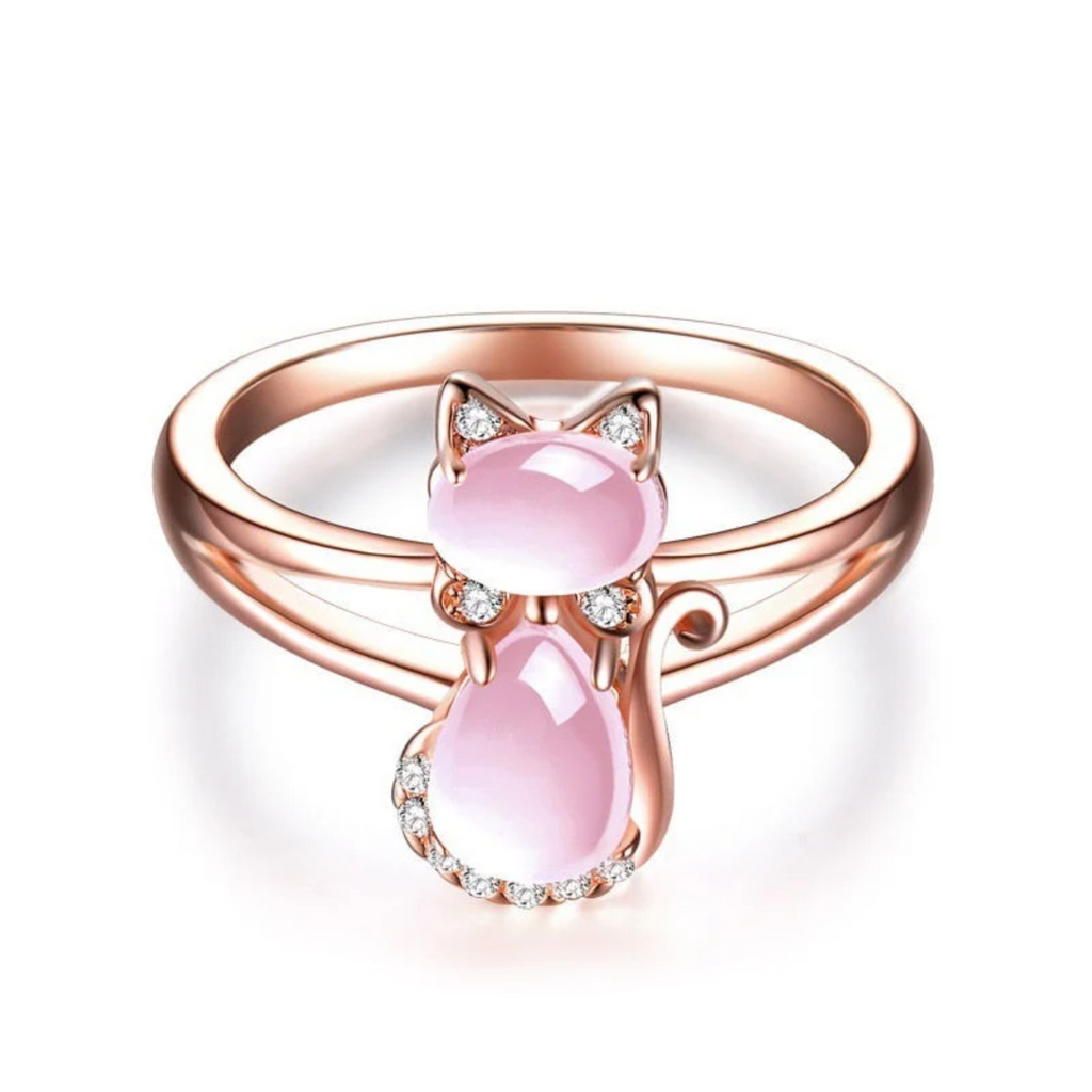 Rose gold cat ring