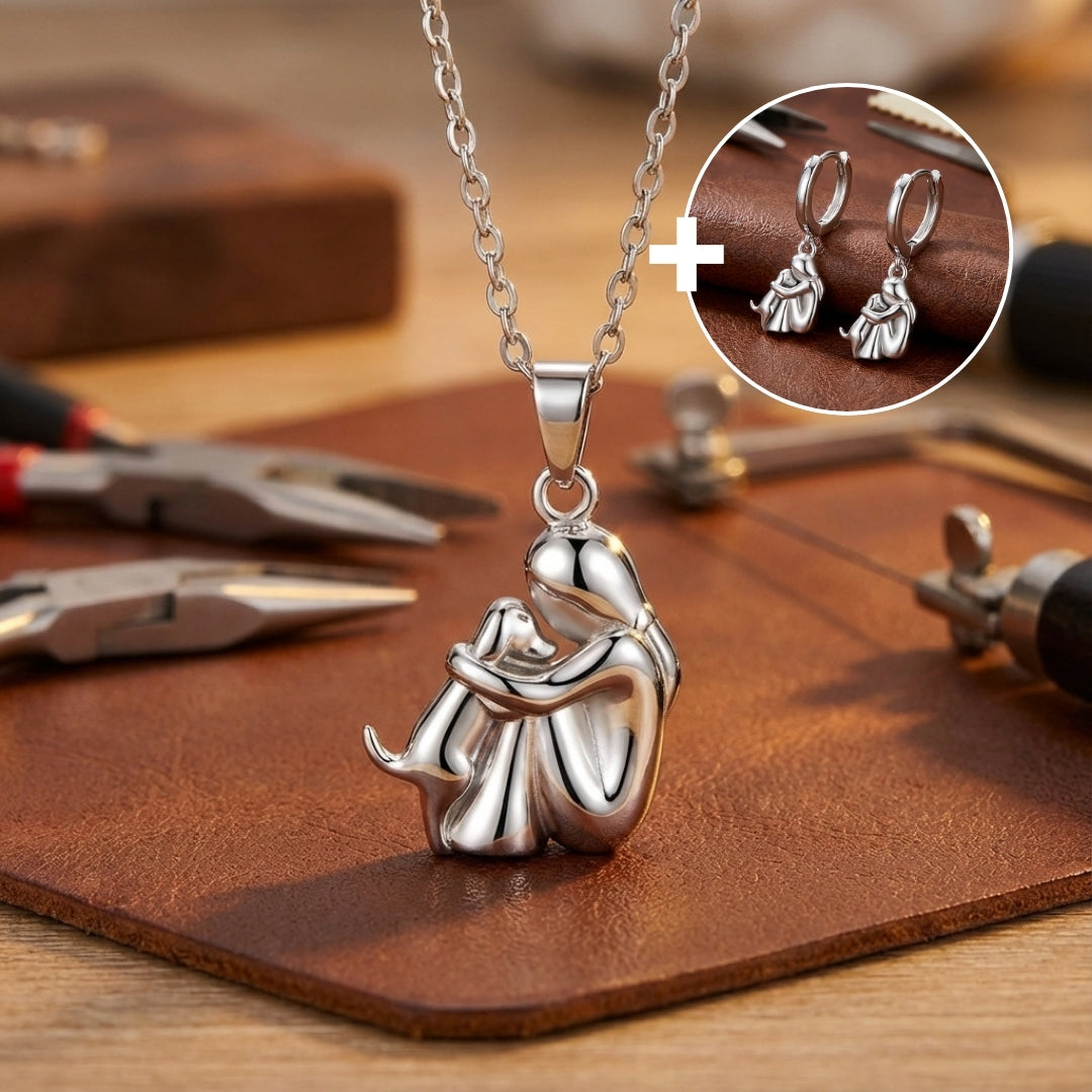 Hug Pendant Necklace with Bonus Earrings