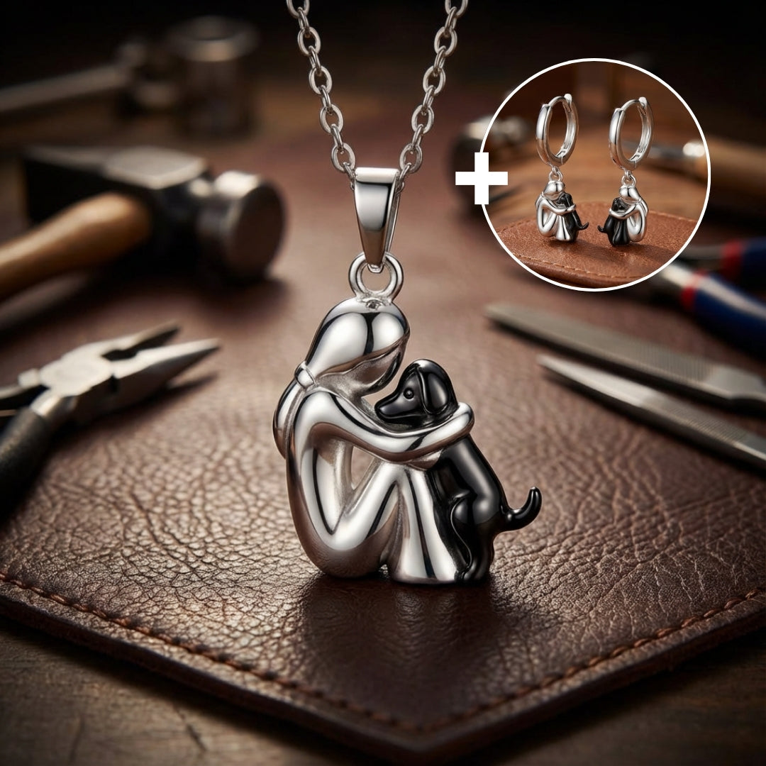 Hug Pendant Necklace with Bonus Earrings