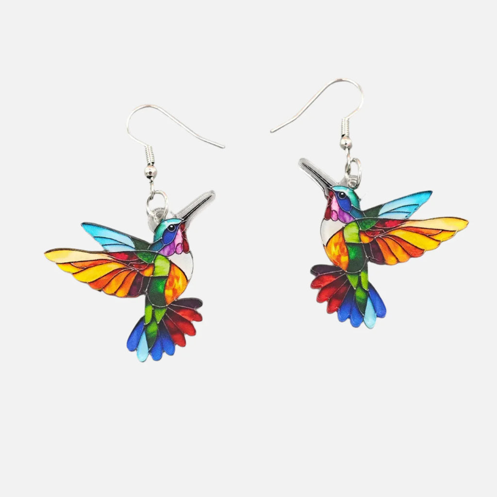 Vibrant Hummingbird Drop Earrings