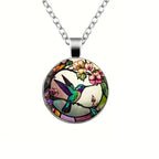 Stained Glass Hummingbird Pendant