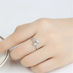 Open ring with cute cat - Zircons