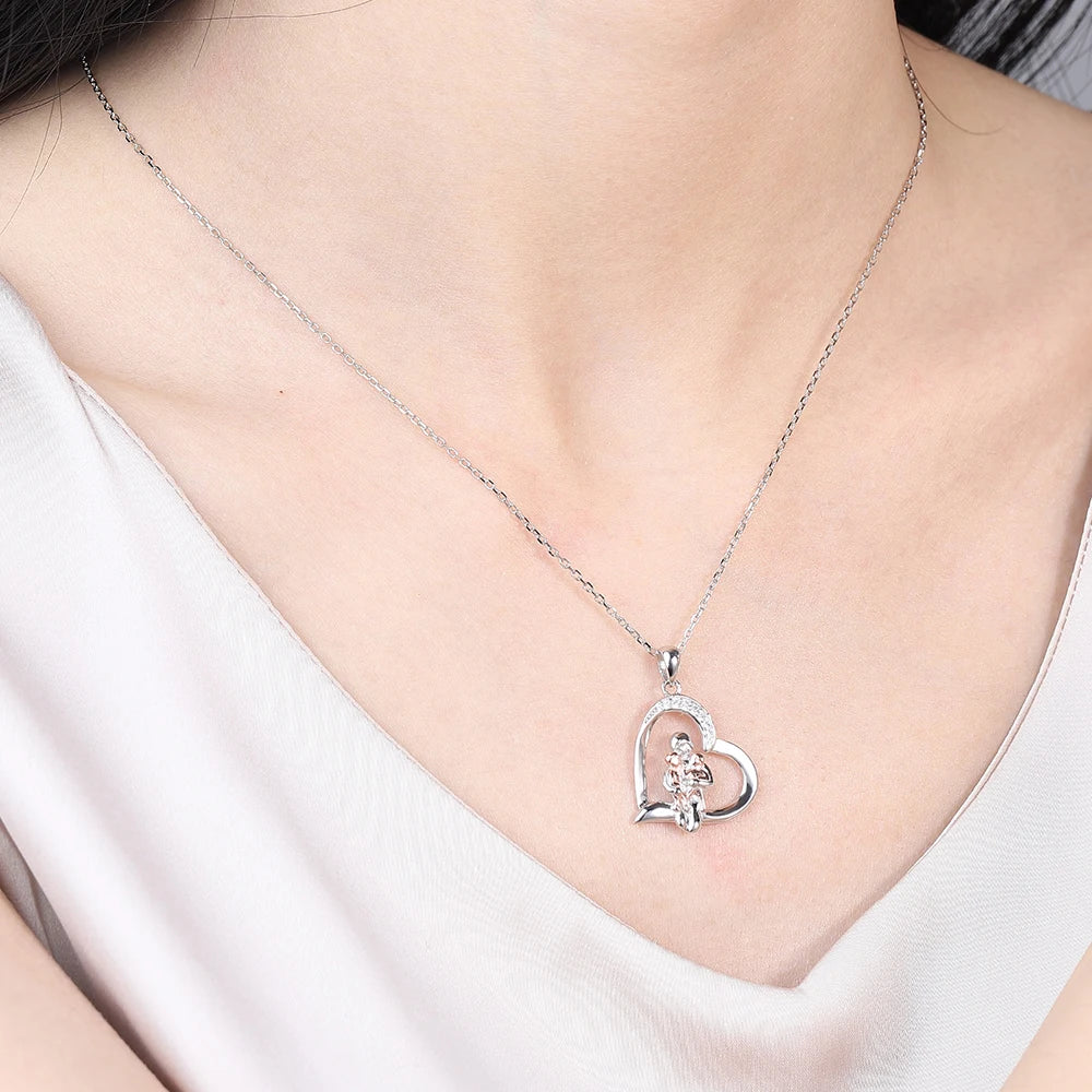 Guardian Heart | Sterling Silver Mother & Children Angel Pendant