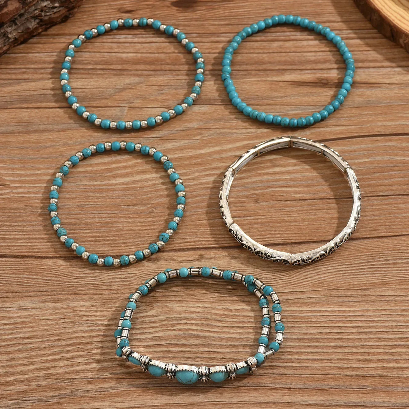 Bohemian Turquoise Beaded Bracelet Set