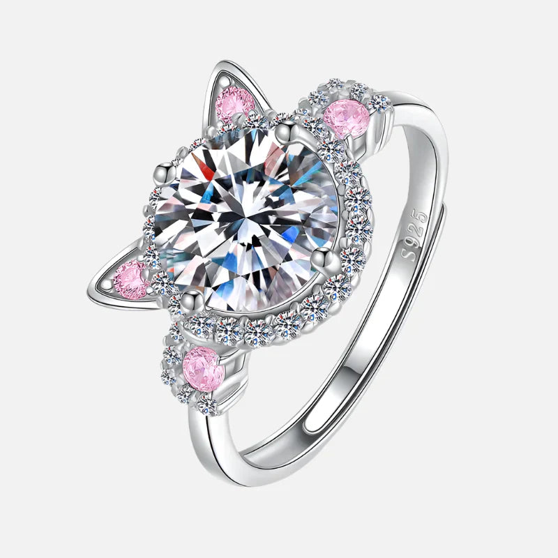 Adjustable cat ear ring with cubic zirconia
