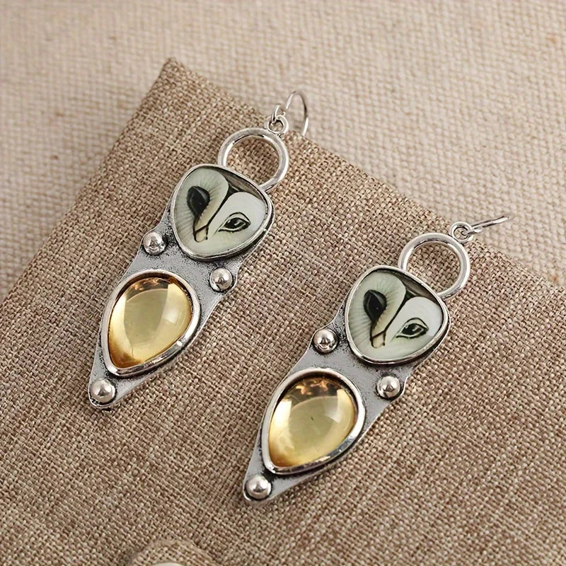 Rowena | Boho Owl Drop Earrings - Nickel Free for Sensitive Ears