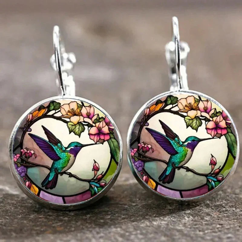 Stained Glass Hummingbird Pendant