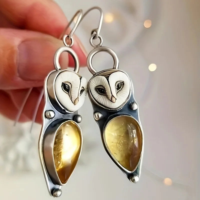 Rowena | Boho Owl Drop Earrings - Nickel Free for Sensitive Ears