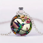 Stained Glass Hummingbird Pendant