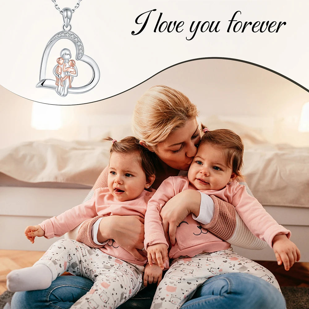 Guardian Heart | Sterling Silver Mother & Children Angel Pendant