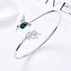 Adjustable Hummingbird Ring with Rhinestone Diamond