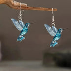 Blue Crystal Hummingbird Earrings