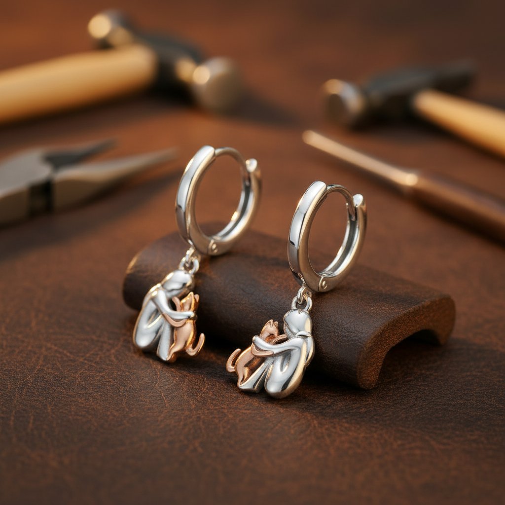 Cat Embrace Earring (Round Closure)