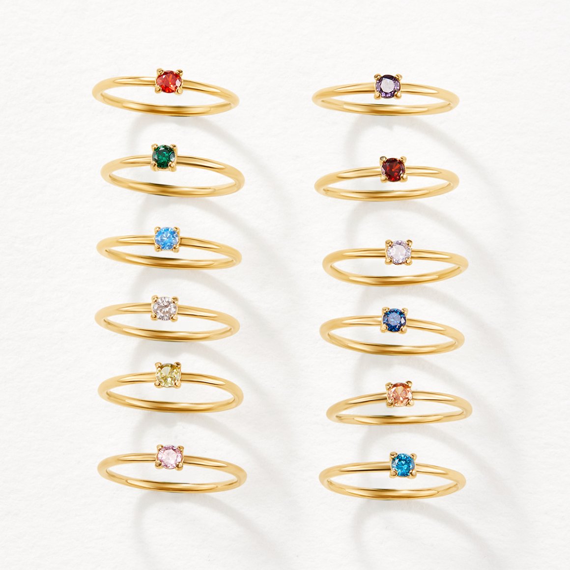 Birthstone gold rings