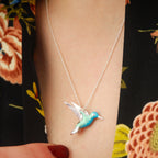 Sterling Silver Enamel Hummingbird Necklace