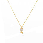 Gold-plated cat necklace with cubic zirconia