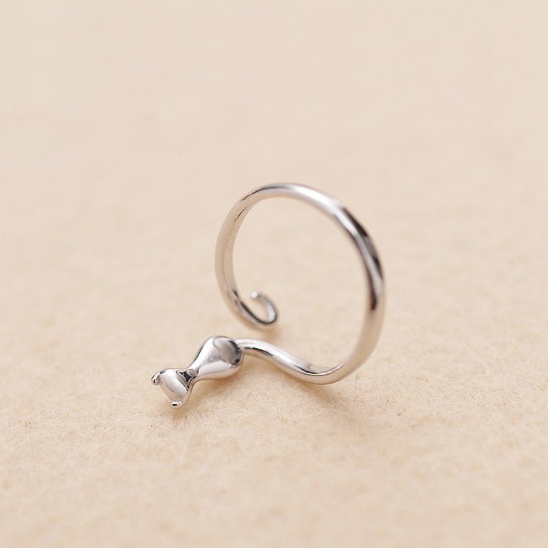 Adorable stainless steel cat ring