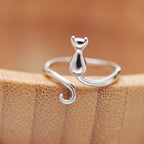 Adorable stainless steel cat ring