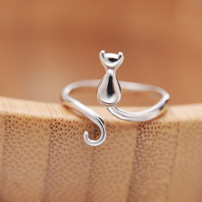 Adorable stainless steel cat ring