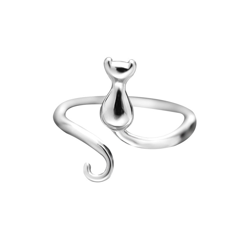 Adorable stainless steel cat ring