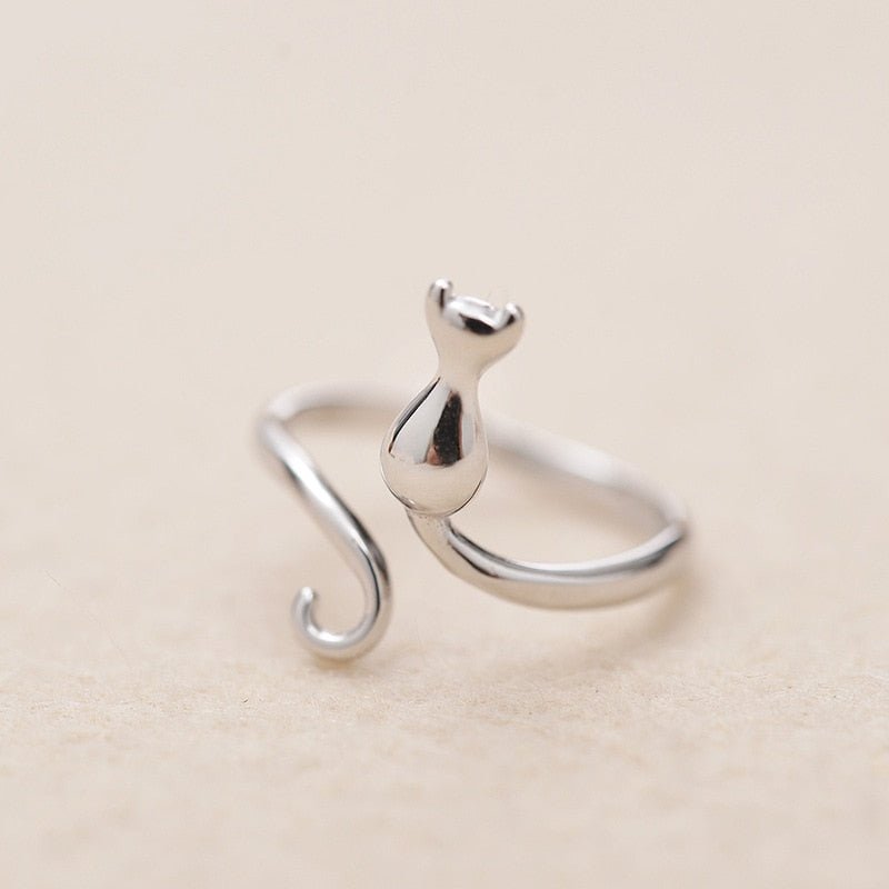 Adorable stainless steel cat ring